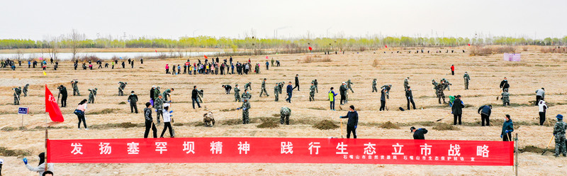 寧夏石嘴山市開展2020年春季義務植樹活動。石嘴市委宣傳部供圖